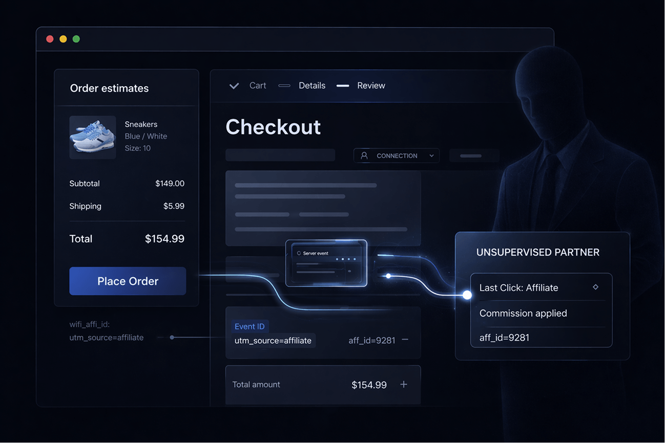 Adment dashboard showing affiliate activity monitoring